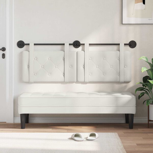 vidaXL H&aelig;ngende Hovedgavl V&aelig;gmonteret Hvid 130 x 55 x 5 cm Faux l&aelig;der