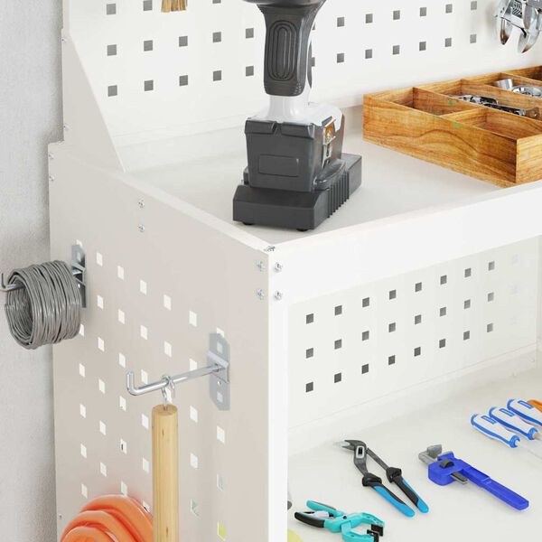 vidaXL Værktøjsvogn med hylde Hvid 65 x 35 x 111 cm Koldvalset stål