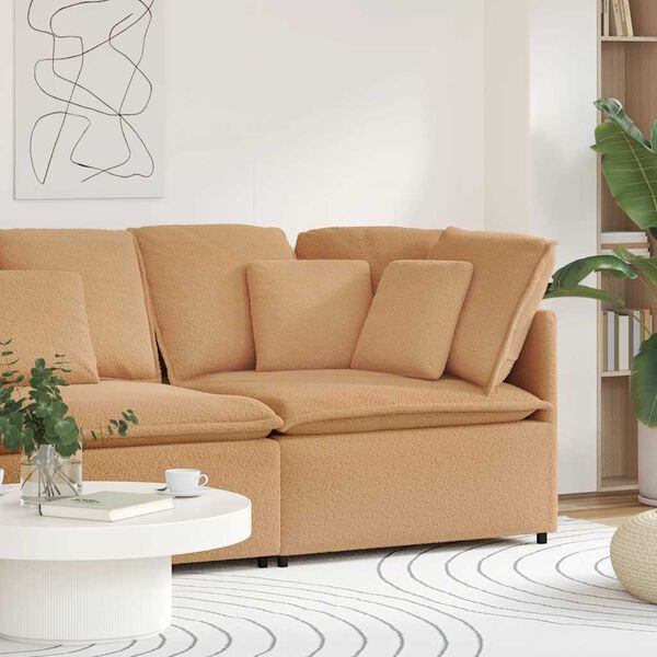 vidaXL modulsofa hj&oslash;rnemodul med hynder 100 cm beige