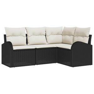 vidaXL Havesofa S&aelig;t med pude 4 pcs Sort og Hvid polyrattan