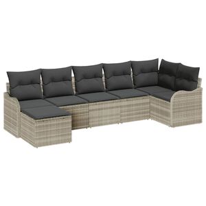 vidaXL Havesofa S&aelig;t 7 stk. Lysegr&aring; polyrattan