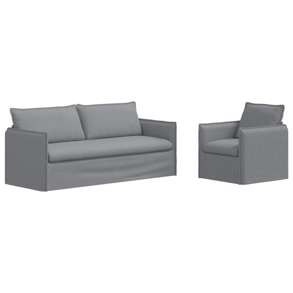 vidaXL Sofa 2 pcs Lysegr&aring; 196 x 82 x 85 cm Stof