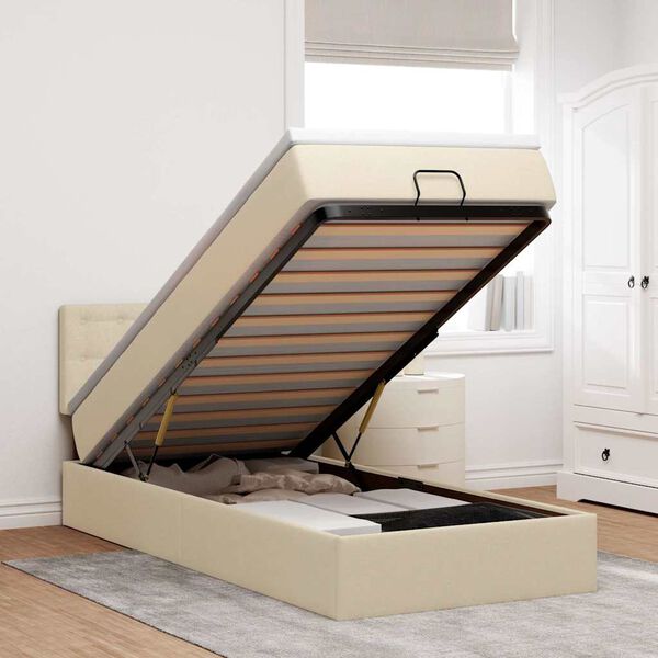 vidaXL osmannisk sengeramme med madras 90x190 cm stof cremefarvet