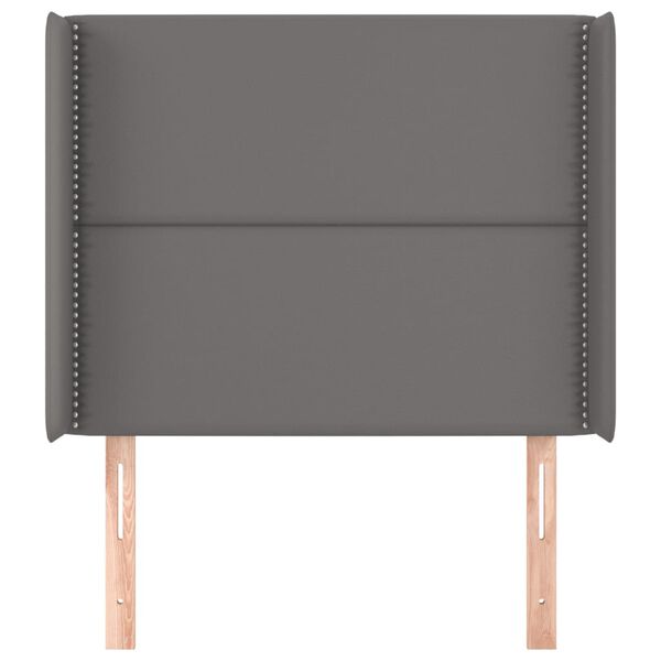 vidaXL sengegavl med kanter 83x16x118/128 cm kunstl&aelig;der gr&aring;