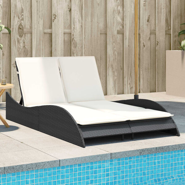 vidaXL liggestol med hynder 114x205x73 cm polyrattan sort