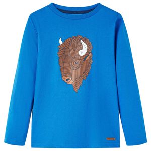 vidaXL Lang&aelig;rmet T-shirt til b&oslash;rn str. 116 koboltbl&aring;