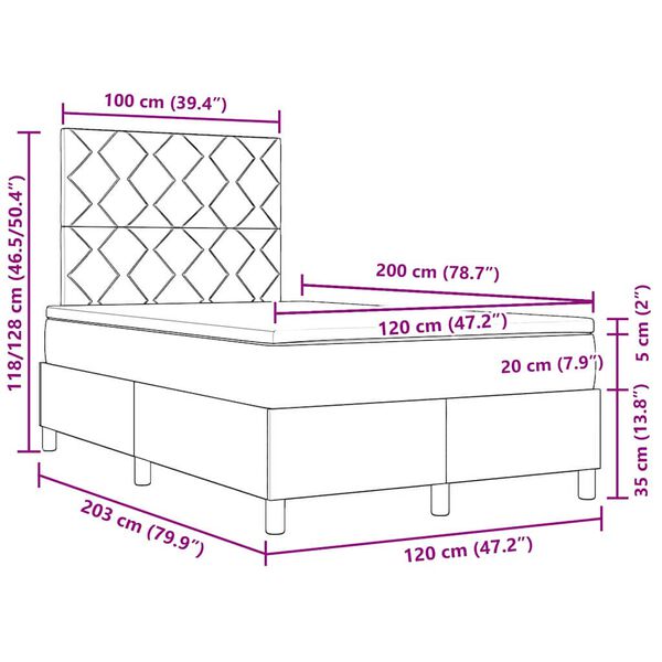 vidaXL Box spring seng med madras Sort 120 x 200 cm Stof