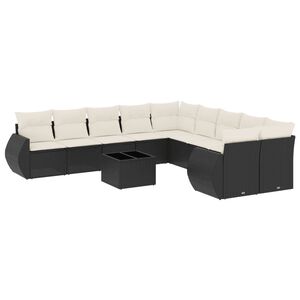 vidaXL sofas&aelig;t til haven 11 dele med hynder polyrattan sort