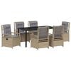 vidaXL Have Spisebordss&aelig;t 7 stk. Beige og lys gr&aring; polyrattan