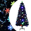 vidaXL juletr&aelig; med LED-snefnug 150 cm fiberoptik sort