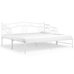 vidaXL sengestel til udtr&aelig;ksseng 90x200 cm metal hvid
