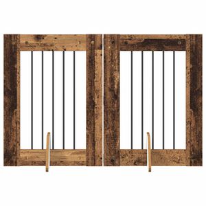 vidaXL Hundehegn med stativer 2 pcs Gammelt tr&aelig; 60 x 80 cm