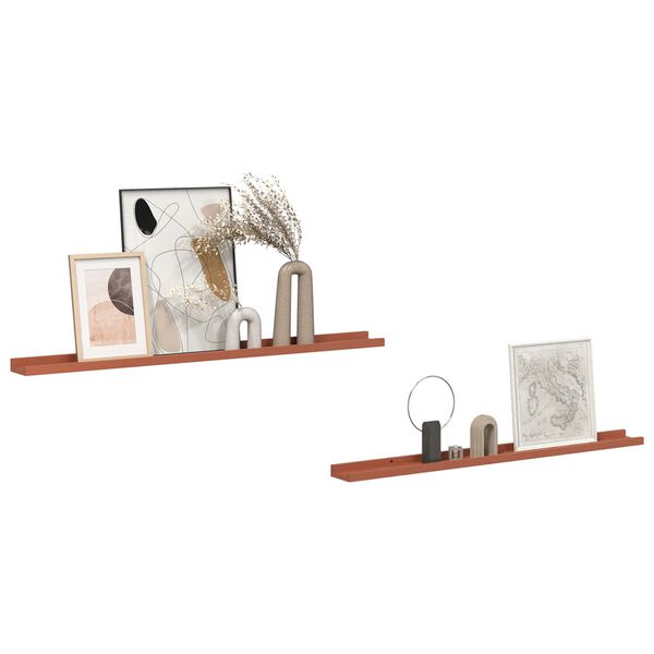 vidaXL V&aelig;ghylde med hylde 2 pcs R&oslash;d 100 x 9 x 3 cm Konstrueret tr&aelig;