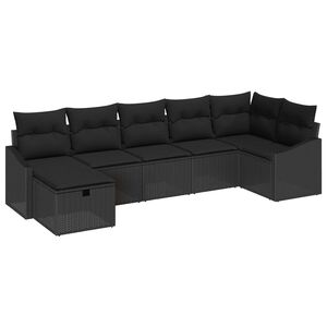 vidaXL Sofa S&aelig;t med pude med opbevaring Sort polyrattan