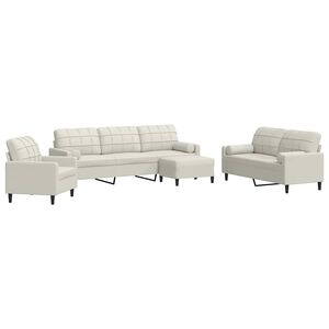 vidaXL sofas&aelig;t 4 dele med hynder og bolsterpuder velour cremefarvet