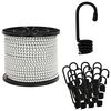 vidaXL Bungee Snore med Krog 10 mm 50 m Sort og Hvid PP og gummi