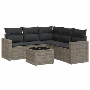 vidaXL sofas&aelig;t til haven 6 dele med hynder polyrattan gr&aring;