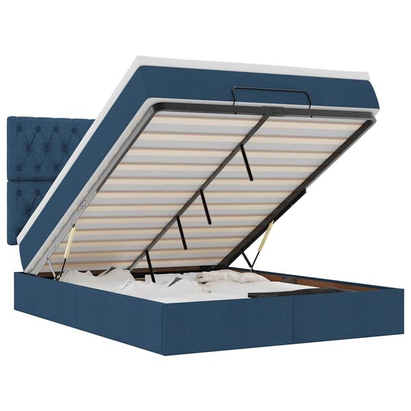 vidaXL osmannisk sengeramme med madras 140x200 cm stof bl&aring;