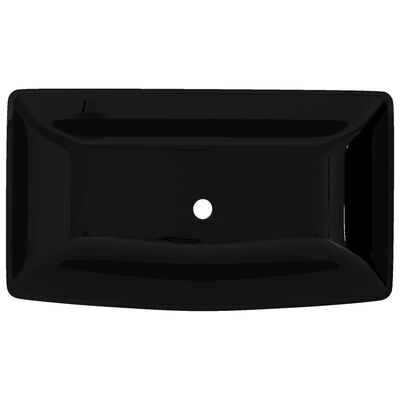 Keramisk badeværelsesvask basin sort rektangulær