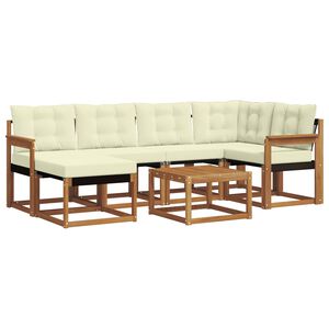 vidaXL Udend&oslash;rs sofagruppe med pude 7 pcs Naturlig og Fl&oslash;de