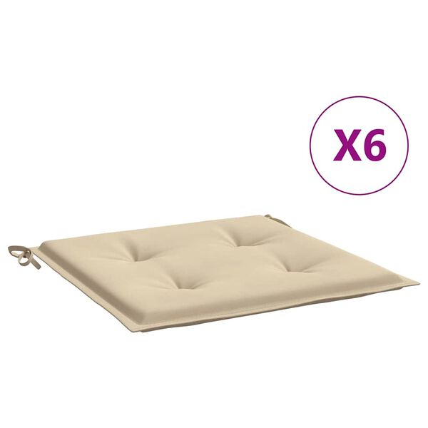 vidaXL hynder til havestol 6 stk. 40x40x4 cm oxfordstof beige