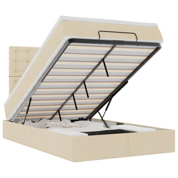 vidaXL osmannisk sengeramme med madras 120x190 cm stof cremefarvet