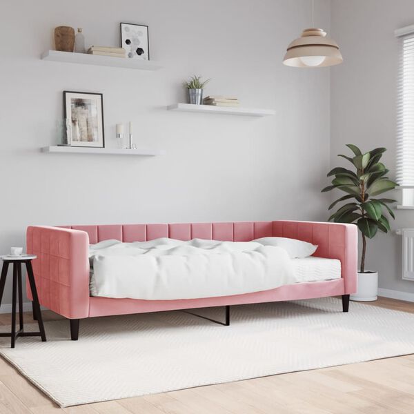 vidaXL daybed med madras 90x200 cm velour pink
