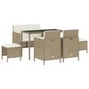 vidaXL spisebordss&aelig;t til haven 6 dele med hynder polyrattan beige