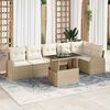 vidaXL Havesofa Sæt med pude med opbevaring 7 pcs Beige Poly rattan