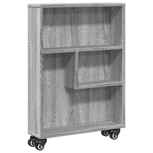 vidaXL smal opbevaringsvogn 48x13x68 cm konstrueret tr&aelig; gr&aring; sonoma-eg