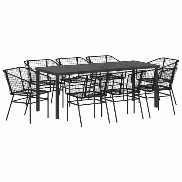 vidaXL Have Spisebordss&aelig;t 9 pcs Sort polyrattan