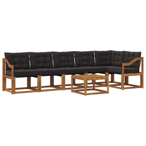 vidaXL Udend&oslash;rs sofagruppe med pude 7 pcs Naturlig og sort