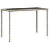 vidaXL havebord med glastop 115x54x74 cm polyrattan lysegr&aring;