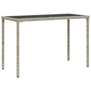 vidaXL havebord med glastop 115x54x74 cm polyrattan lysegr&aring;