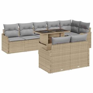 vidaXL Lounge s&aelig;t med pude 9 pcs Beige Poly rattan