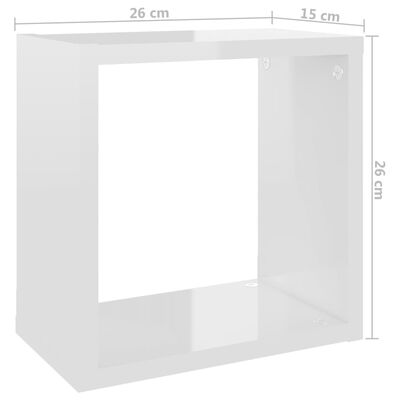 vidaXL væghylder 6 stk. 26x15x26 cm hvid højglans