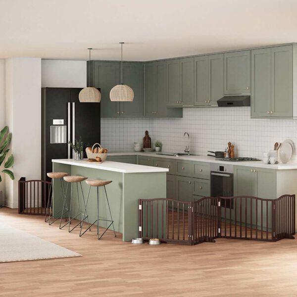 vidaXL hundel&aring;ge med d&oslash;r 6 paneler 480 cm foldbar poppeltr&aelig; brun