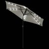 vidaXL parasol med LED-lys og st&aring;lstang 225x225x212 cm hvid