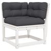 vidaXL hj&oslash;rnemodul til havesofa 73x73x78 cm m. hynder massivt fyr hvid