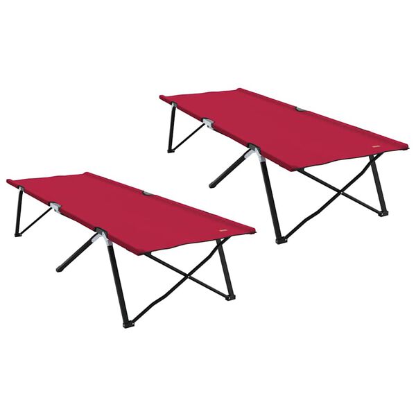 vidaXL Foldende Camping Seng 2 pcs R&oslash;d 206 x 76 x 74 cm Oxford og St&aring;l