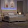 vidaXL LED Box Spring Bed med madras Creme 200 x 200 cm Stof