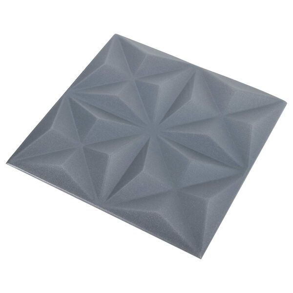 vidaXL V&aelig;gpaneler 24 pcs Origami Gr&aring; 50 x 50 cm XPS Skum