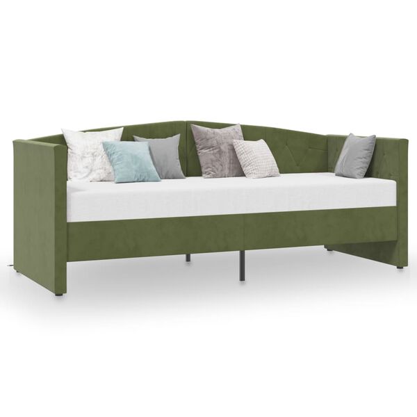 vidaXL daybed med USB 90x200 cm fl&oslash;jl m&oslash;rkegr&oslash;n