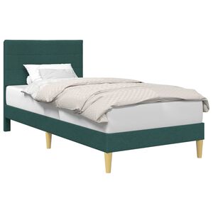vidaXL Sengestel med hovedg&aelig;rde M&oslash;rkegr&oslash;n 90 x 200 cm Stof