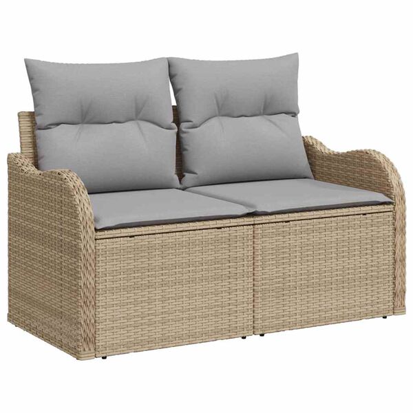 vidaXL Havesofa S&aelig;t med pude 11 pcs Beige polyrattan