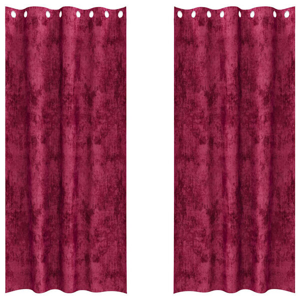 vidaXL Velour Gardiner med gardiner 2 pcs Vinr&oslash;d 245 x 140 cm Fl&oslash;jl