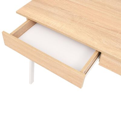 vidaXL skrivebord 110x55x75 cm egetræsfarvet og hvid