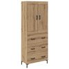 vidaXL Highboard med skuffe 2 pcs Artisan Egetr&aelig; Konstrueret tr&aelig;