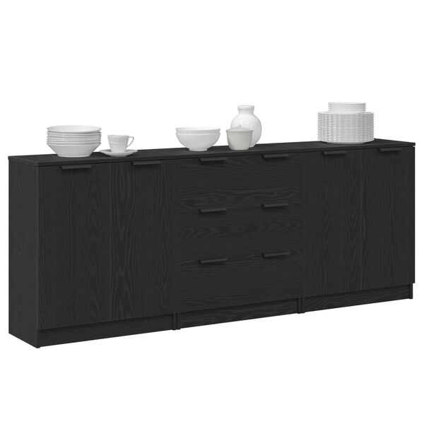 vidaXL Sideboard 3 pcs Sort eg 180 x 30 x 70 cm Konstrueret tr&aelig;
