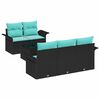 vidaXL Havesofa S&aelig;t med pude 6 pcs Sort og turkis polyrattan